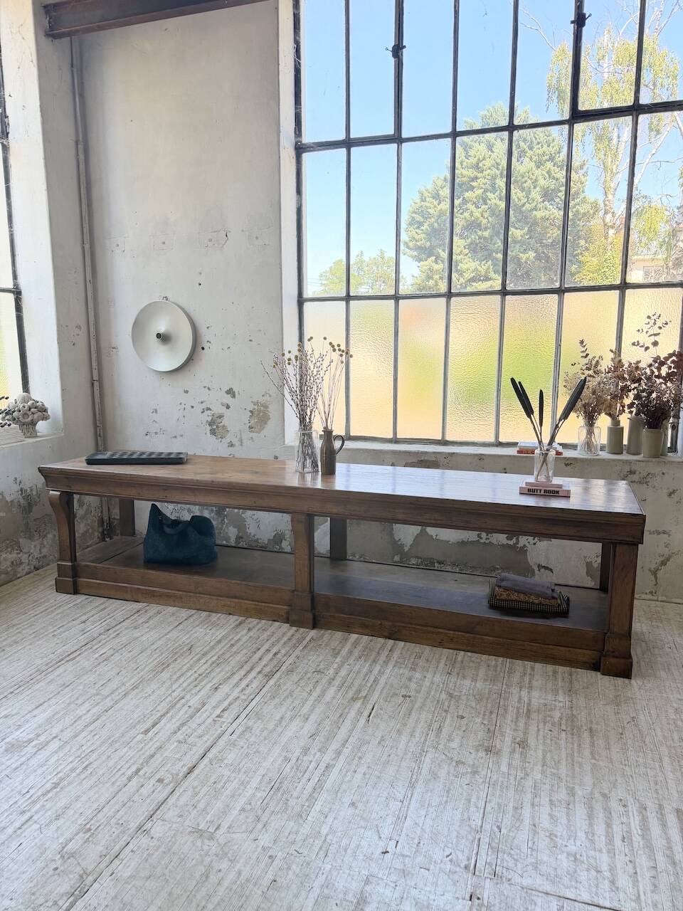 Table de gantier drapière 1900 chêne massif 330cm XL