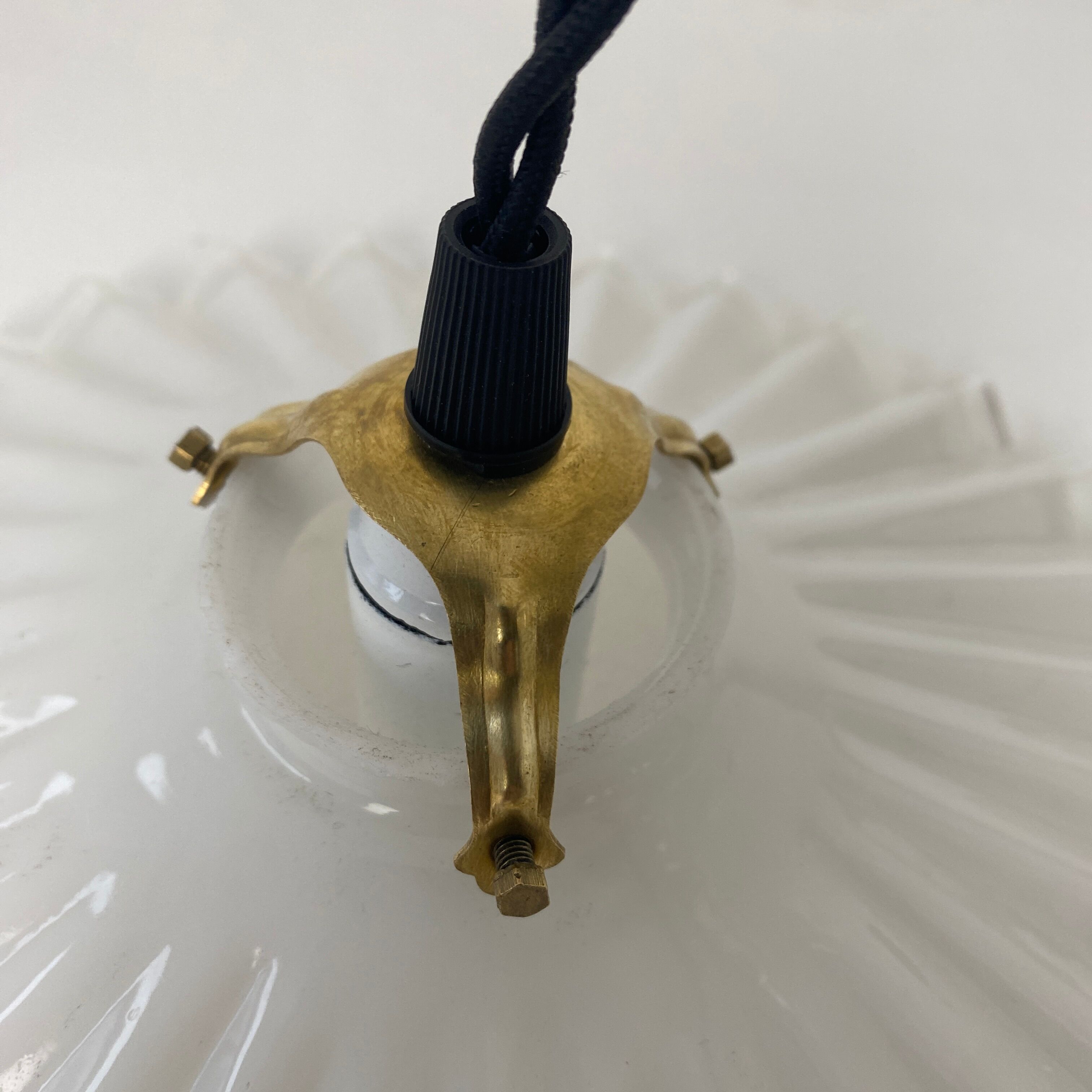 Pair of old vintage opaline pendant lamps
