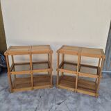 Pair of vintage pine bookcases and shelves, Maison Regain style, 1970s design