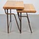 Brutalist Cast Iron and Oak Nesting Tables, 1970s, Set of 2