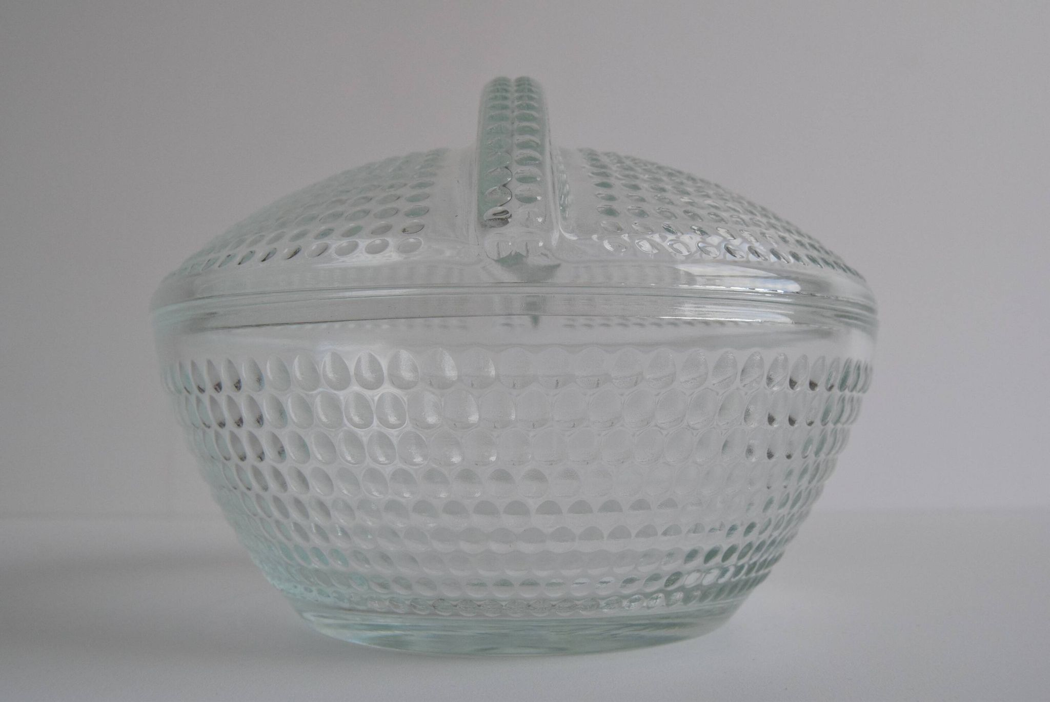 Glass candy bowl, sugar bowl, by Adolf Matura for Libochovice glass factory, 1970's.
