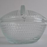 Glass candy bowl, sugar bowl, by Adolf Matura for Libochovice glass factory, 1970's.