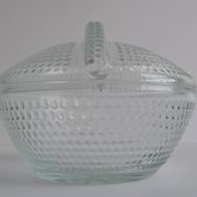 Glass candy bowl, sugar bowl, by Adolf Matura for Libochovice glass factory, 1970's.