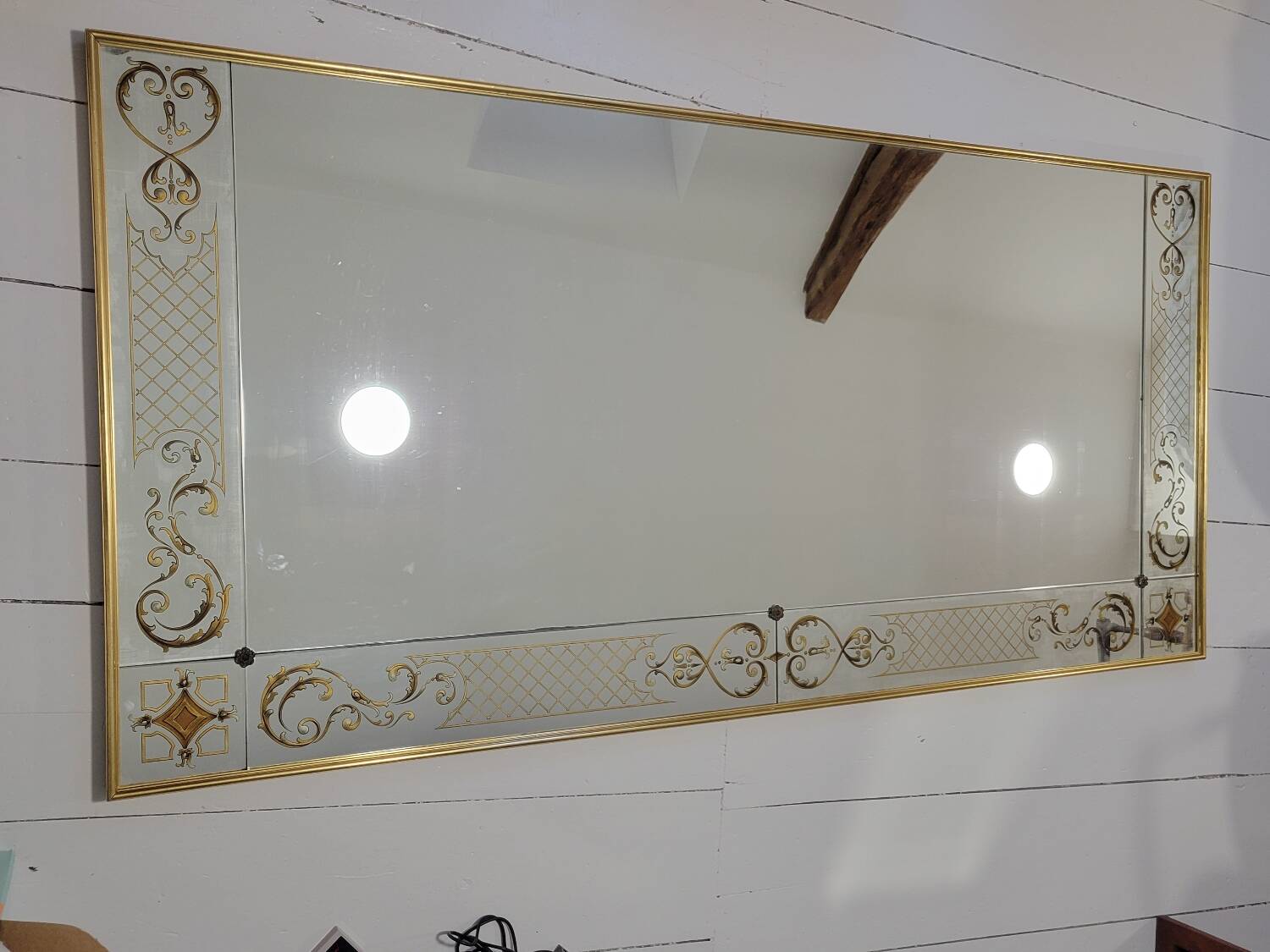 Eglomise brasserie mirror, late 19th century