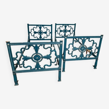 Pair of Empire style beds in patinated cast iron 20th century