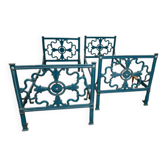 Pair of Empire style beds in patinated cast iron 20th century