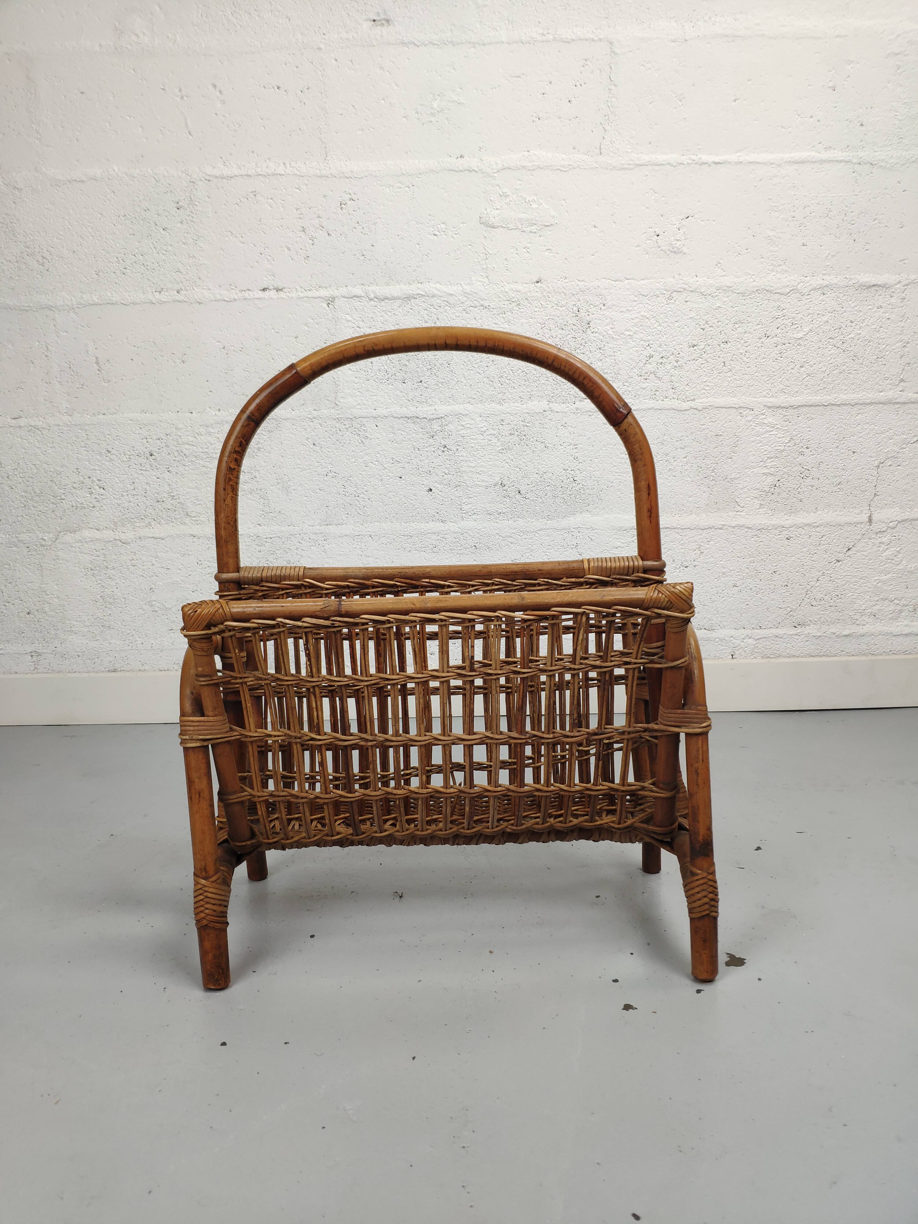 Vintage bamboo magazine holder