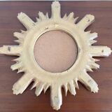 Golden carved wooden sun mirror — 42 cm