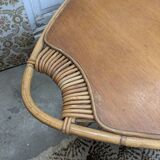 Table basse rotin et verre