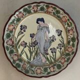 Large ceramic dish with Alfons Mucha decor