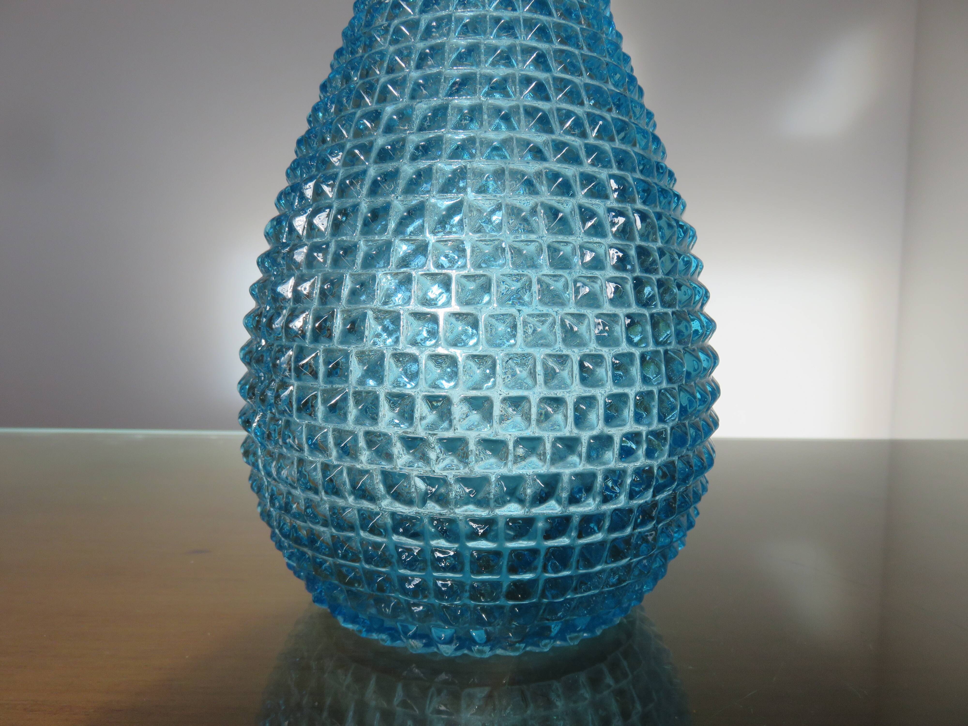 Bottle decanter Empoli Italy diamond tip glass 60 years 70