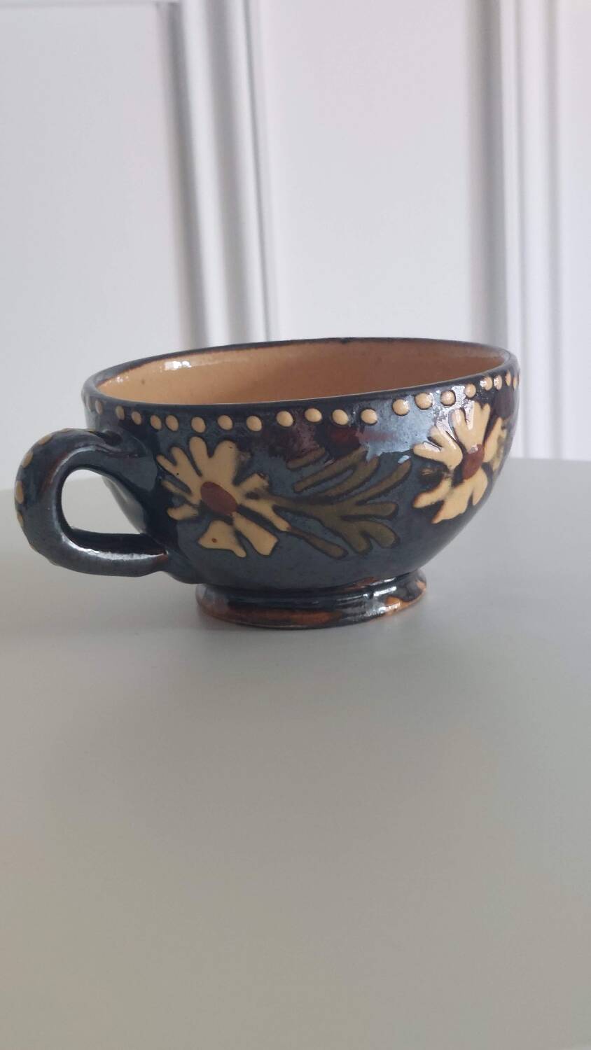 Antique Alsatian pottery cup