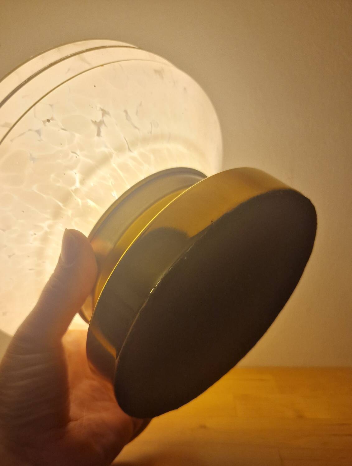 Art Deco glass touch lamp in pink Clichy glass