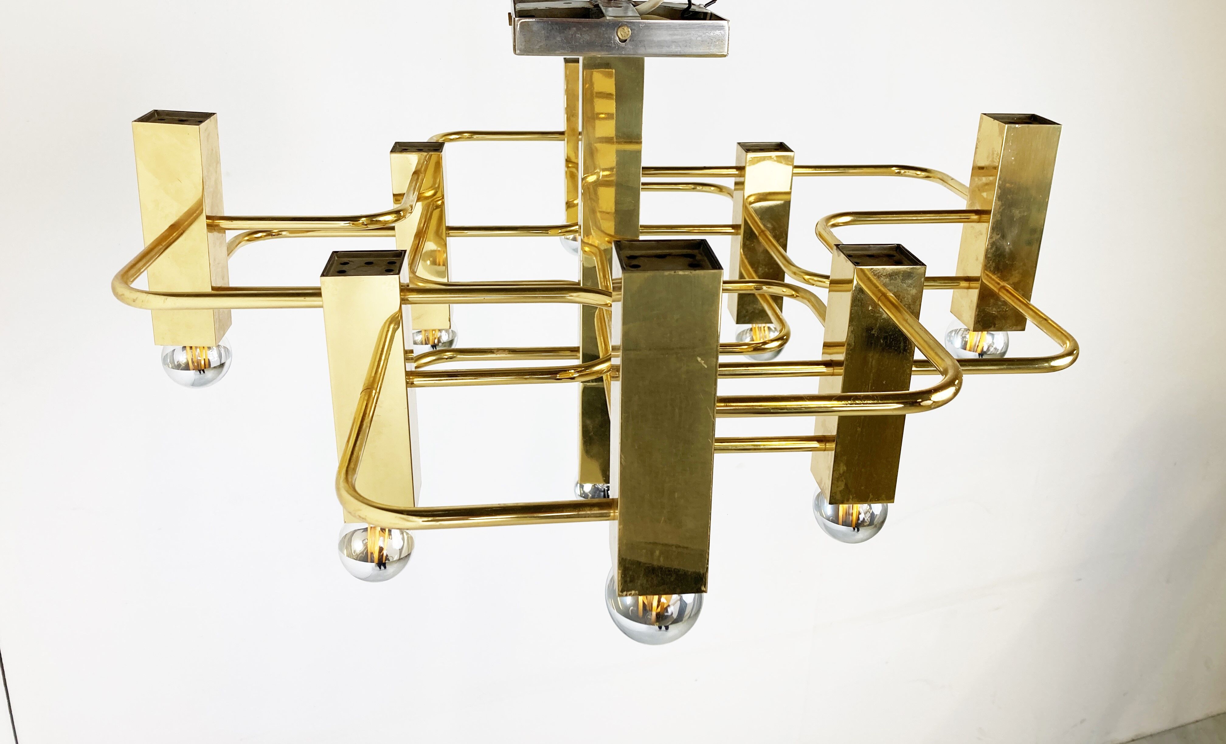 Brass chandelier from Sciolari, 1970s