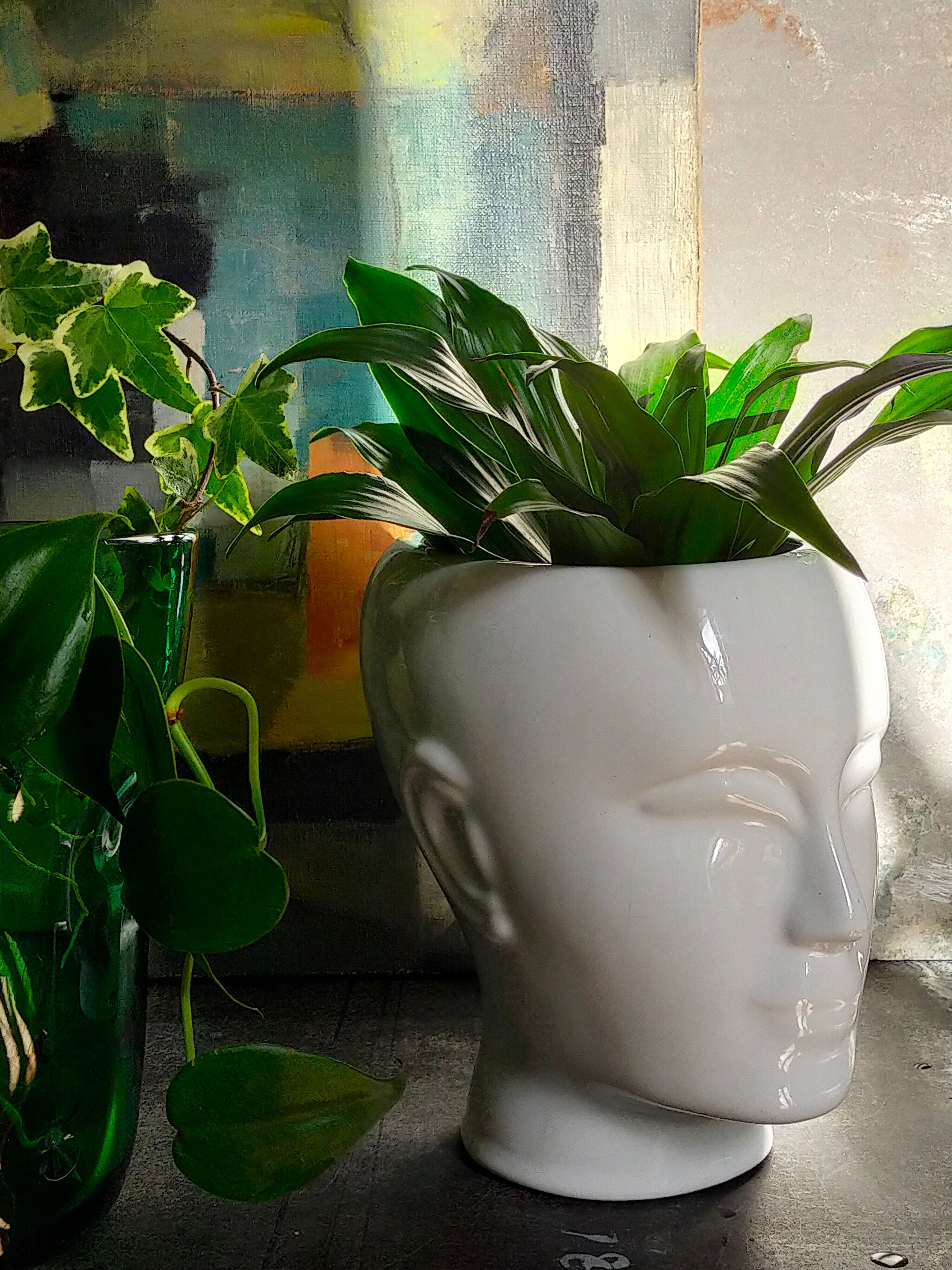 White ceramic pot cover vase 60s