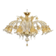 Opulent Gold and Clear Murano Glass Chandelier with Flowers and Leaves