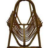 Vintage Rattan Magazine Basket Newspaper Rack 60s Rohe