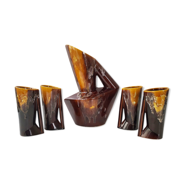 Carafe & verres modernistes vintage