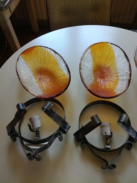 3 appliques en verre soufflé