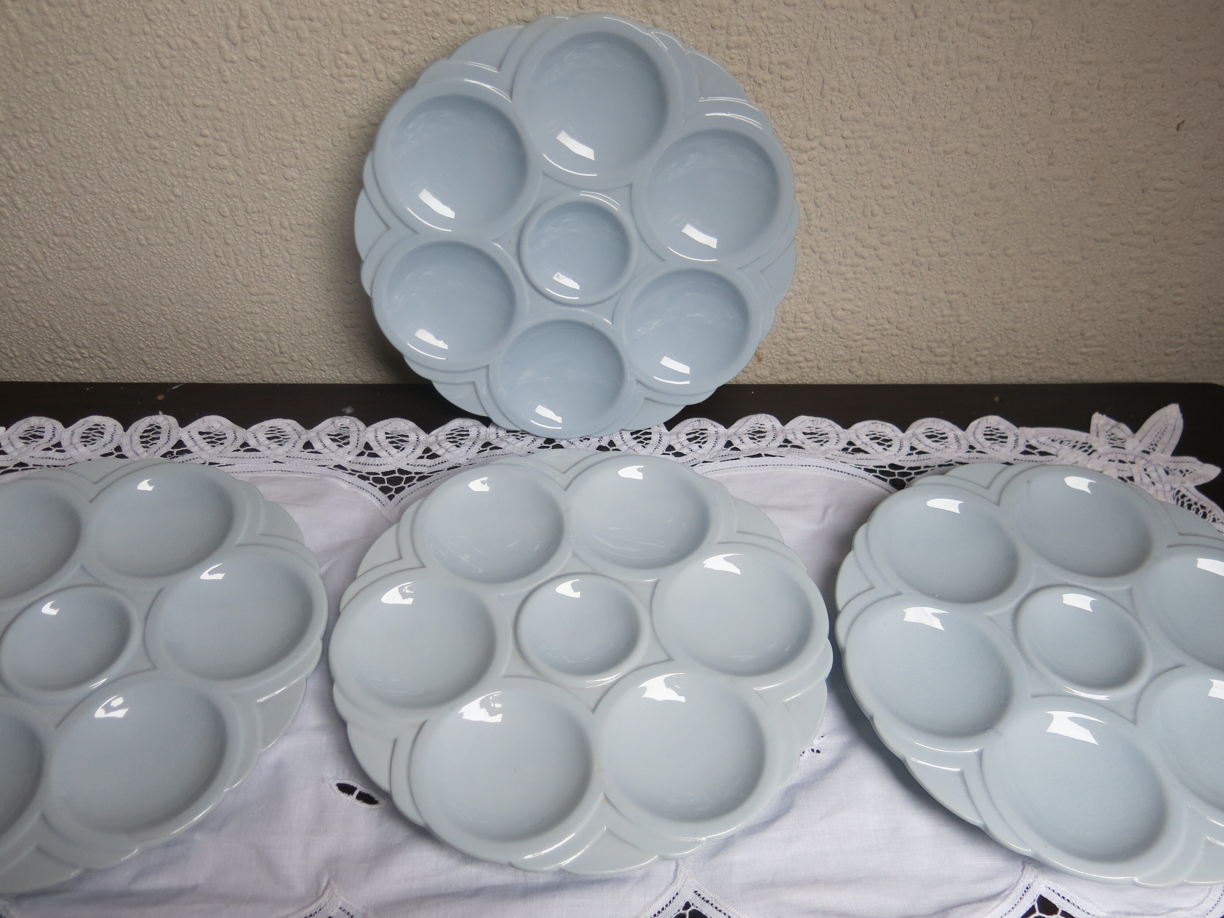 4 plates with blue oyster Sarreguemines
