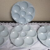 4 plates with blue oyster Sarreguemines