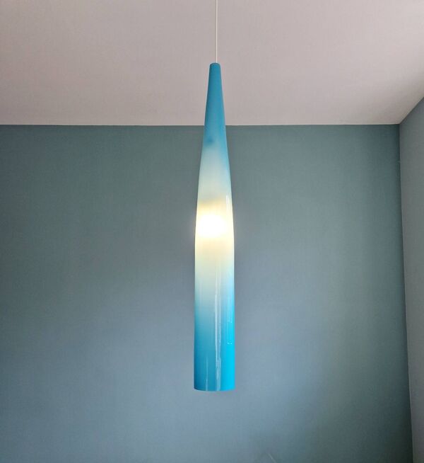 Suspension XXL en verre de Murano bleu, Alessandro Pianon,Vistosi,1960
