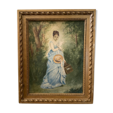 Young girl with doves painting 1860