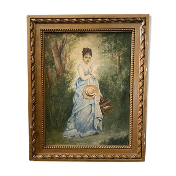 Young girl with doves painting 1860
