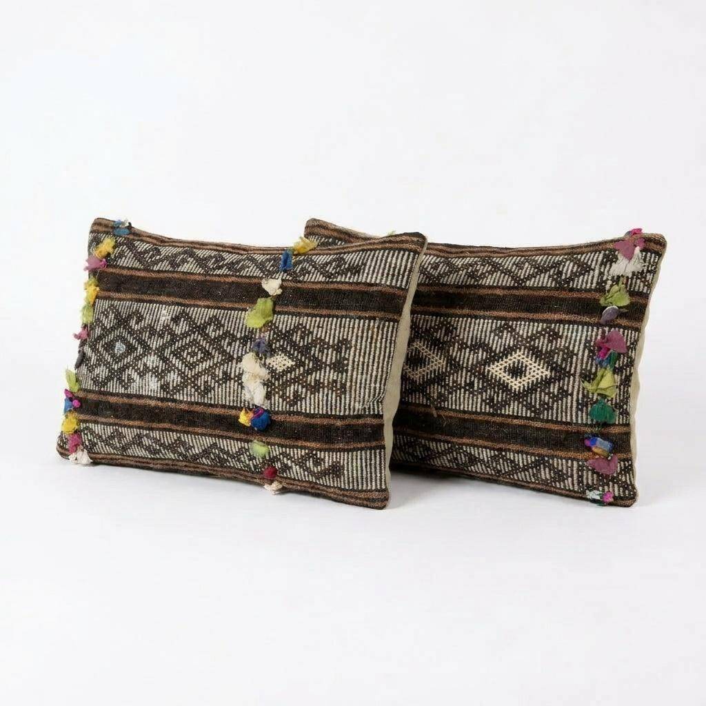 Set of 2 vintage kilim cushion covers 41x61 cm
