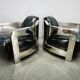 Pair of Timothy Oulton Aviator Leather and Steel Armchairs 1990s