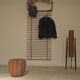 Wall-mounted coat rack in rattan, Czechoslovakia 1960