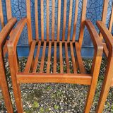Stackable chair-armchair in solid teak with cushion by Vlaemynck