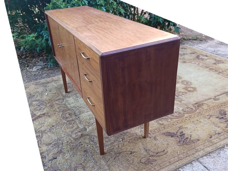 Vintage Scandinavian style sideboard in elm from the 1960s - Low buffet