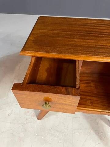 Pair of vintage mid-century modern wooden bedside tables / nightstands