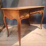 Flat desk in solid cherry wood, Louis XV style.