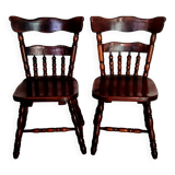 Pair of solid wood saloon chairs from the 60s and 70s