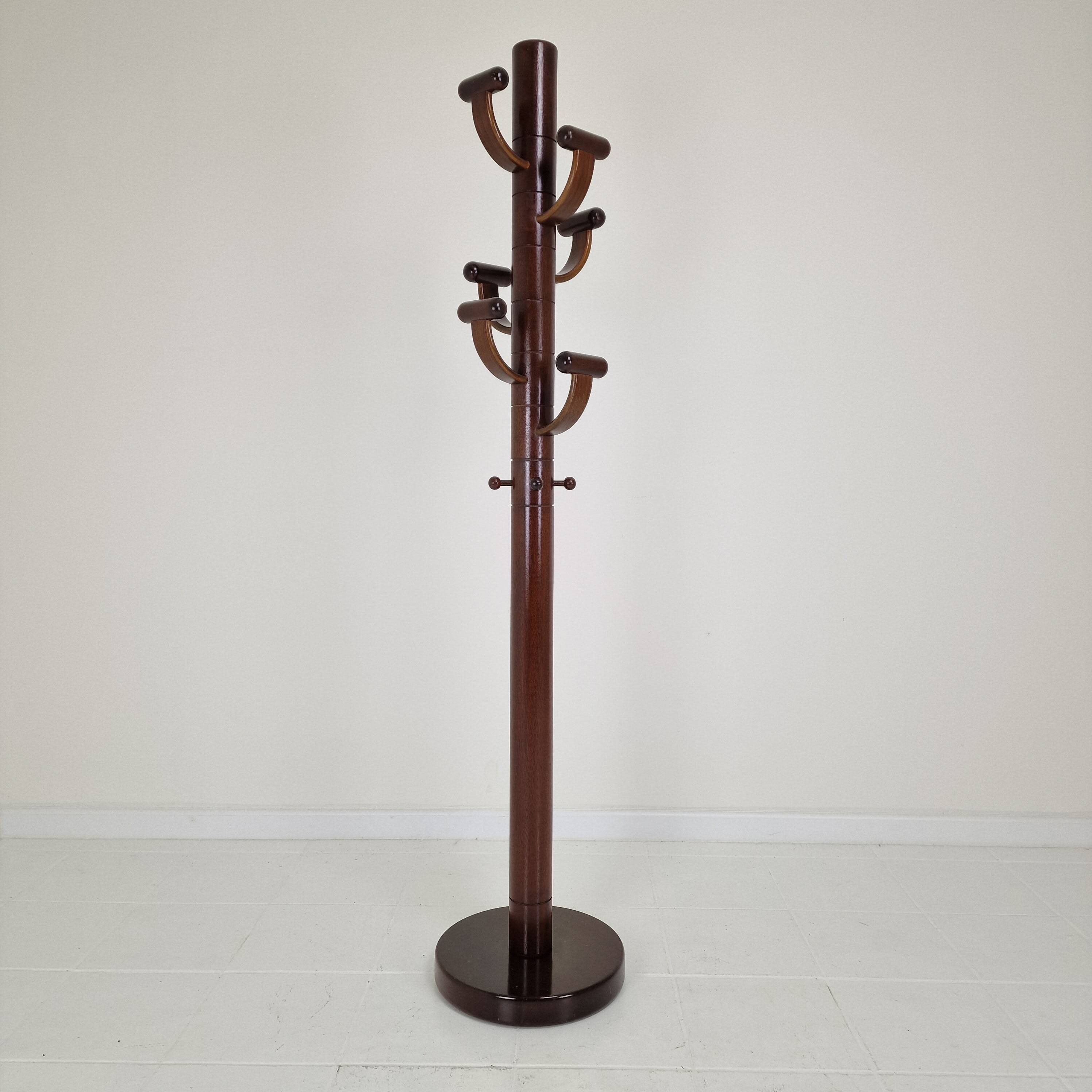 Italian Teak Wooden Coat Rack, 1980s