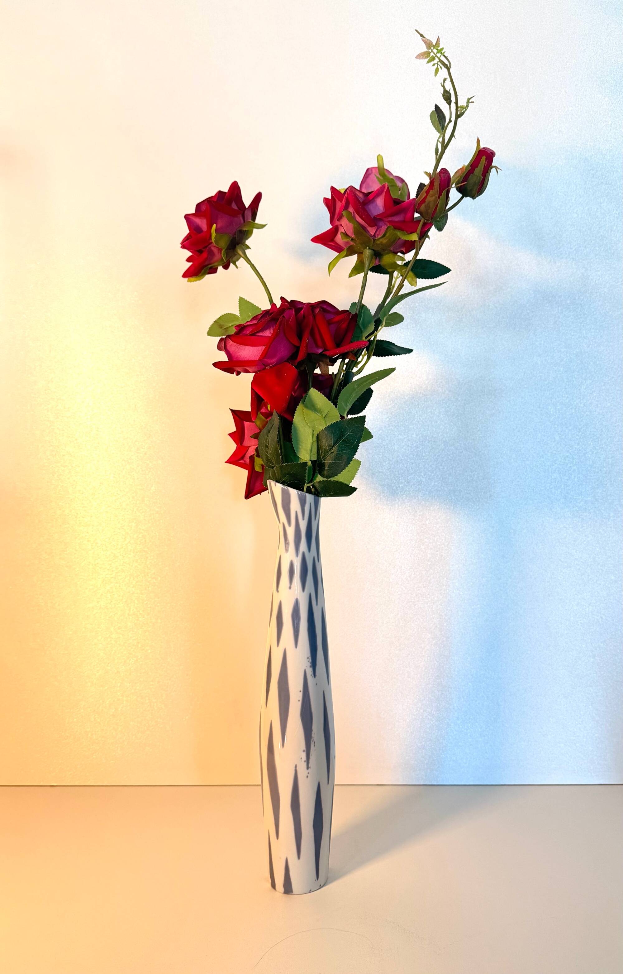 White and Blue Porcelain Vase by Jindřich Marek for Royal Dux, Czech Republ