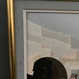 Huile sur toile Alain L'Hermitte Lhermitte architecture géométrique XXe