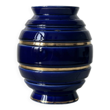 Royal blue vase with gold edging