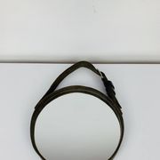 Mirror with handmade leather strapping