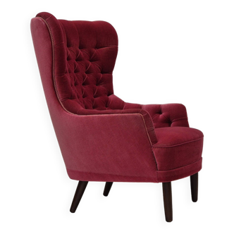 1960s, Scandinavian highback armchair, original condition, velour.