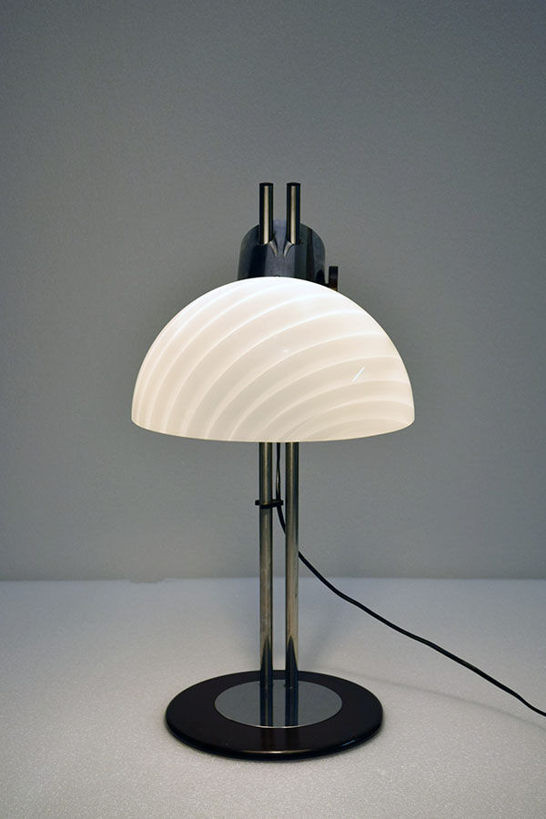 70's table lamp in glass and metal produced by Zonca