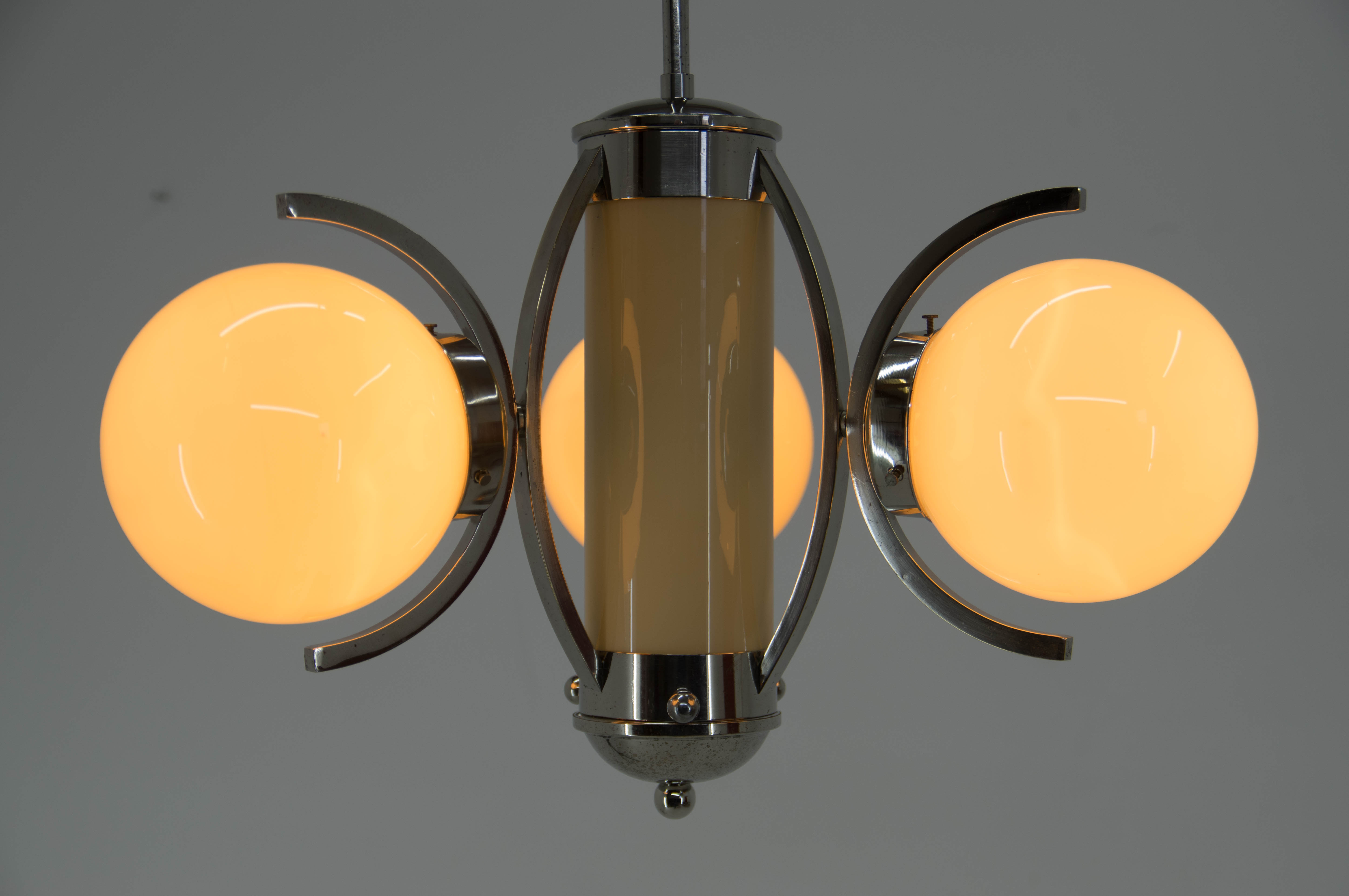 Art deco chandelier, 1930s, restored
