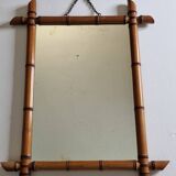 Turned wooden mirror in imitation of bamboo, from the 40s-50s, 43 x 57 cm