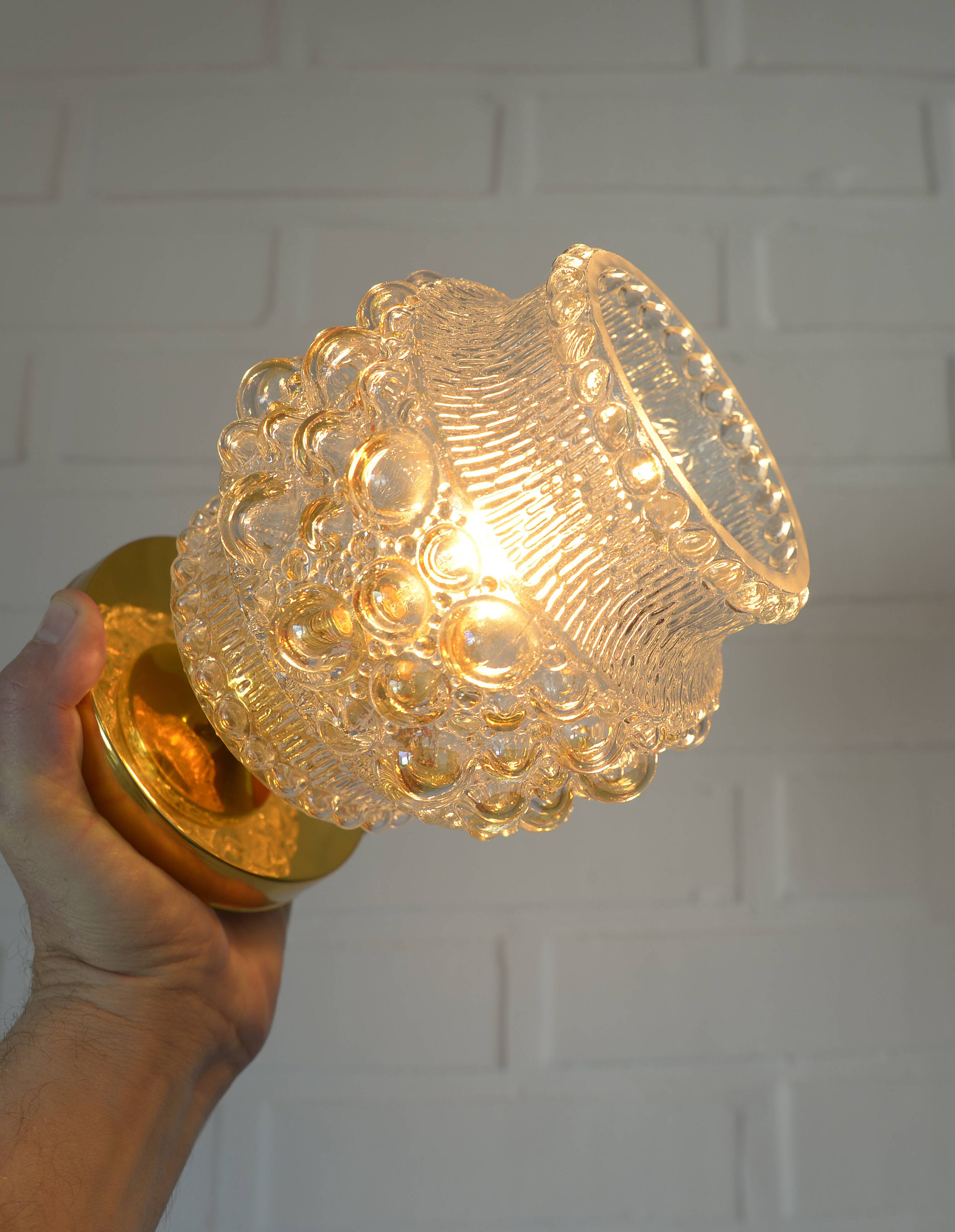 1/3 appliques murales en verre soufflé à la main / éclairage de plafond doré repensé