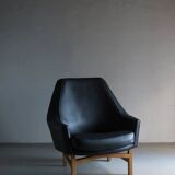 IB Kofod-Larsen leather oak easy chair | OPE Sweden | 1960s