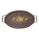 Tray with handles wood and gilded metal