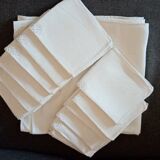 Tablecloth and its 12 damasee towels floral decorations rockery embroidered monogram