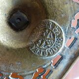 Pair of candlesticks, antique brass, 19th century, signed Prachthauser